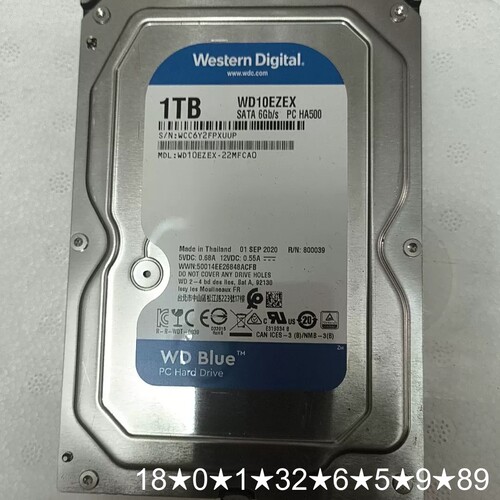 西数蓝盘1TB机械 WD10EZEX SATA接口 泰国