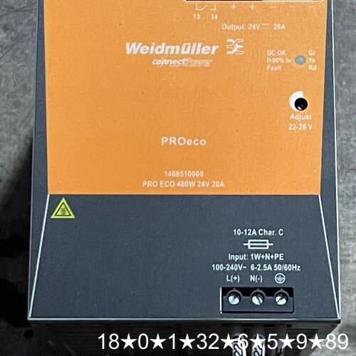 魏德米勒PRO ECO 480W 24V 20A电源，型号1
