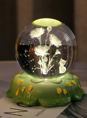 创意发光水晶球送妈妈卧室小夜灯