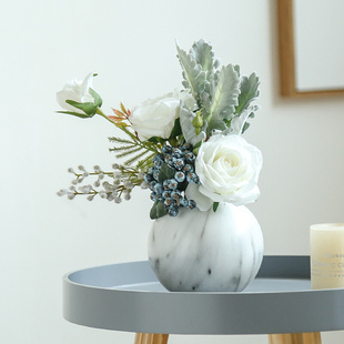 北欧创意电视柜圆形陶瓷花瓶摆件客厅插花干花家居装 饰品摆设