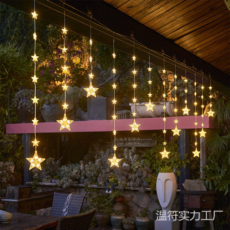 彩灯闪灯串灯网红瀑布灯灯串户外氛围灯窗帘灯星星灯一件批发热卖