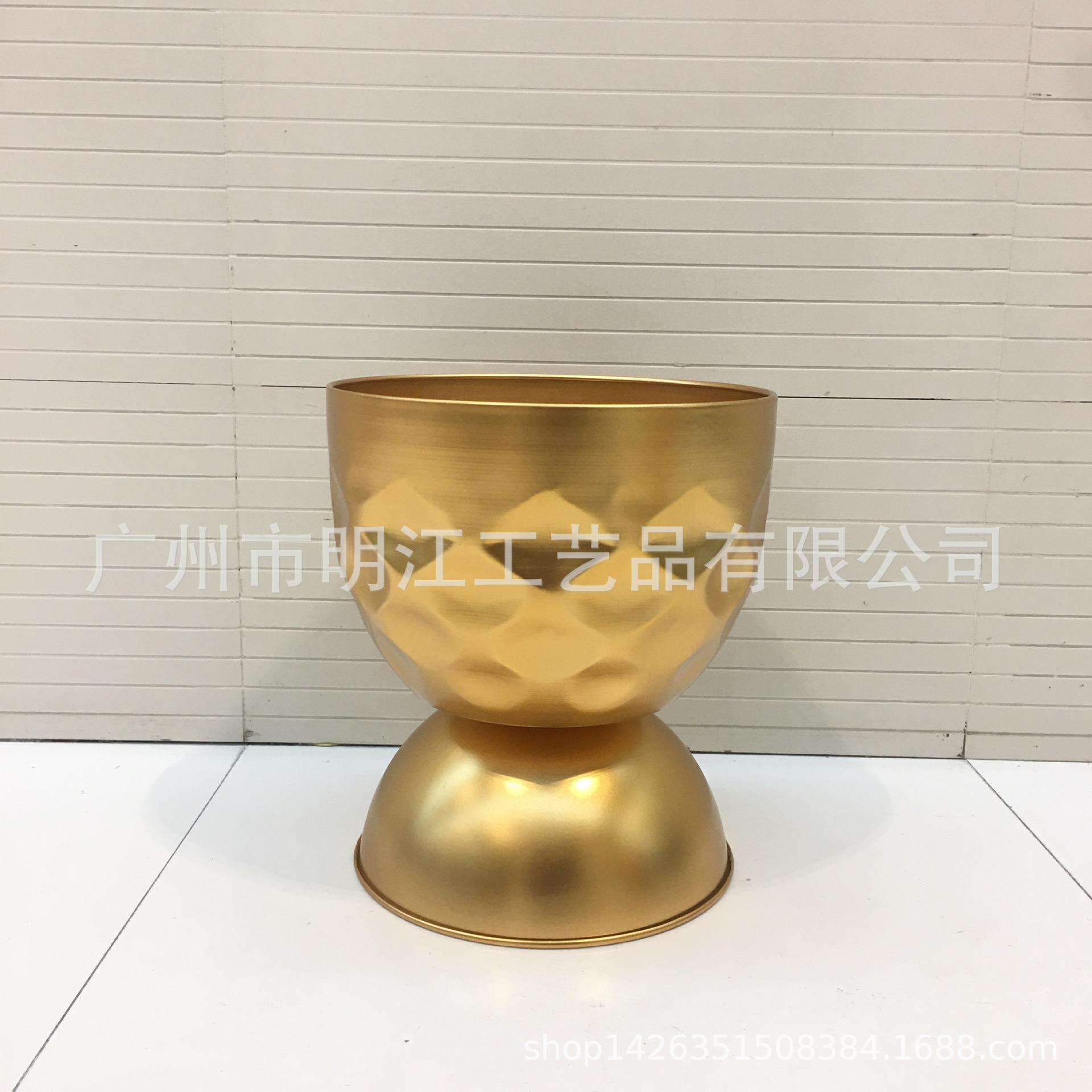 金属简约欧式台面花器铁艺摆件样板房客厅玄关仿真花器皿花架