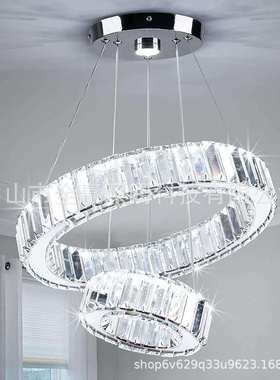 跨境环形LEDi温暖灯亚马逊爆款水晶吊灯北欧现代简约创意客厅灯
