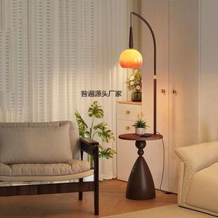 落地灯客厅沙发边几中古法式美式复古床头置物架一体卧室立式台灯