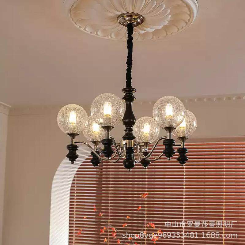 美式客厅吊灯现代中古风设计师大厅主灯2025新款法式复古卧室