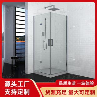 现代简约方形整体淋浴房透明钢化玻璃平开门隔断干湿分离淋浴间