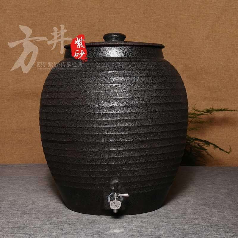 自助茶水紫砂水缸粗陶带龙头陶瓷储水罐 茶缸陶瓷自产自销
