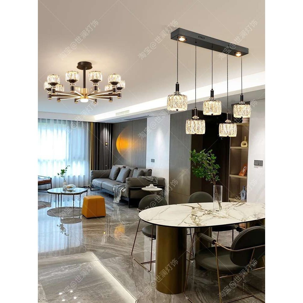 意式轻奢餐厅吊灯感现代简约水晶吊灯设计师2025新款吧台灯具