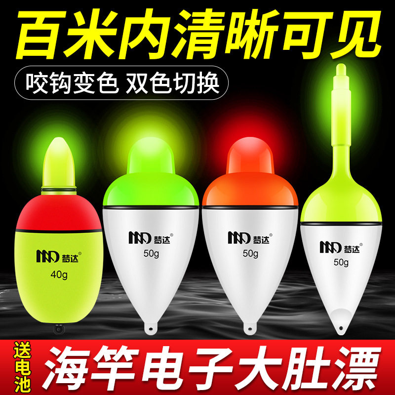 LED远投电子大肚漂夜光漂海杆鱼