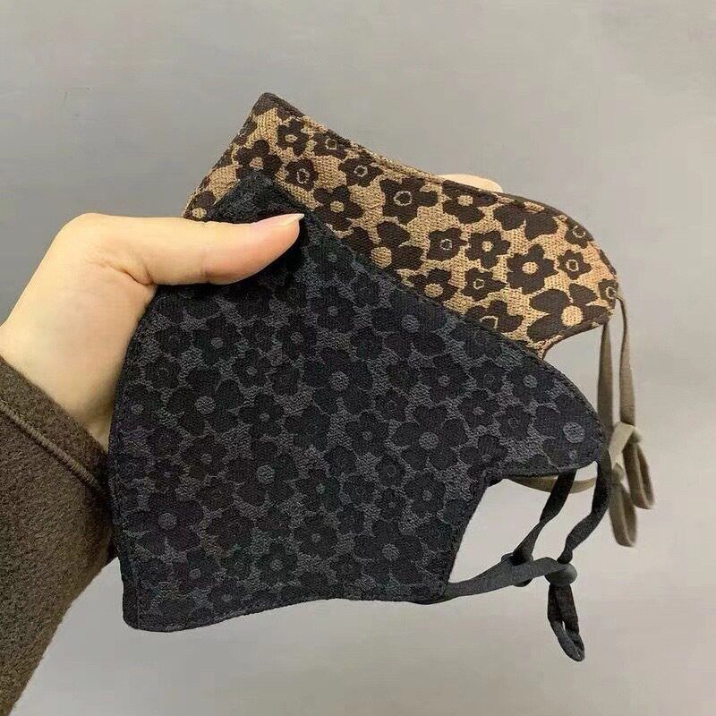 冬季新款小碎花立体口罩防风保暖可以水洗可以调节耳绳女款潮