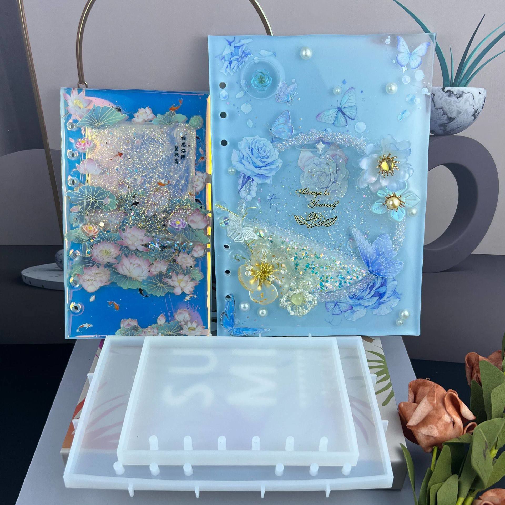 胖丫丫diy加8mm流沙笔记本滴胶模具 手工制作笔记本硅胶模具