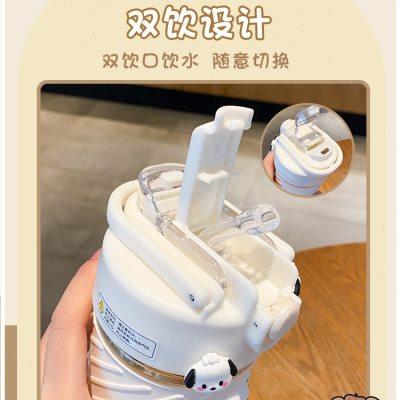 网红水杯女生高颜值夏季玻璃杯儿童学生便携吸管杯子女新款耐高温