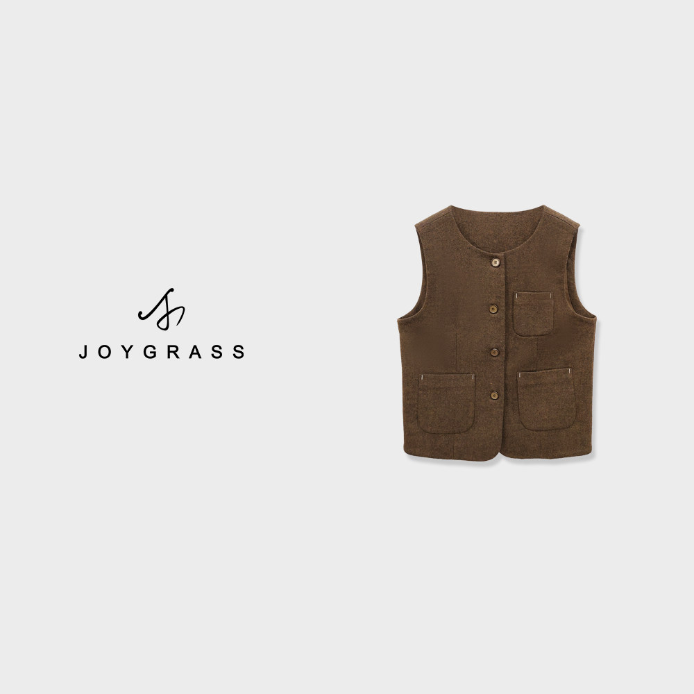 【超能小太阳严选】JOYGRSS羊毛混纺复古秋冬马甲高贵W-03852