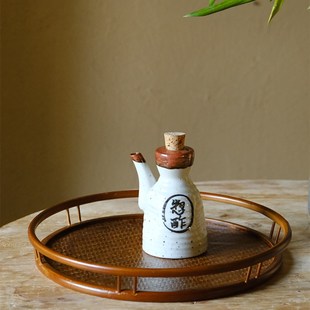 竹编宋席席面家用功夫茶具干泡壶承茶盘托盘餐盘茶杯盘茶配件 日式