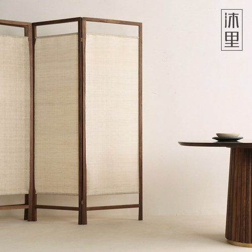 沐里家具/寂本屏风/实木新中式简约折叠移动隔断客厅卧室家用遮挡