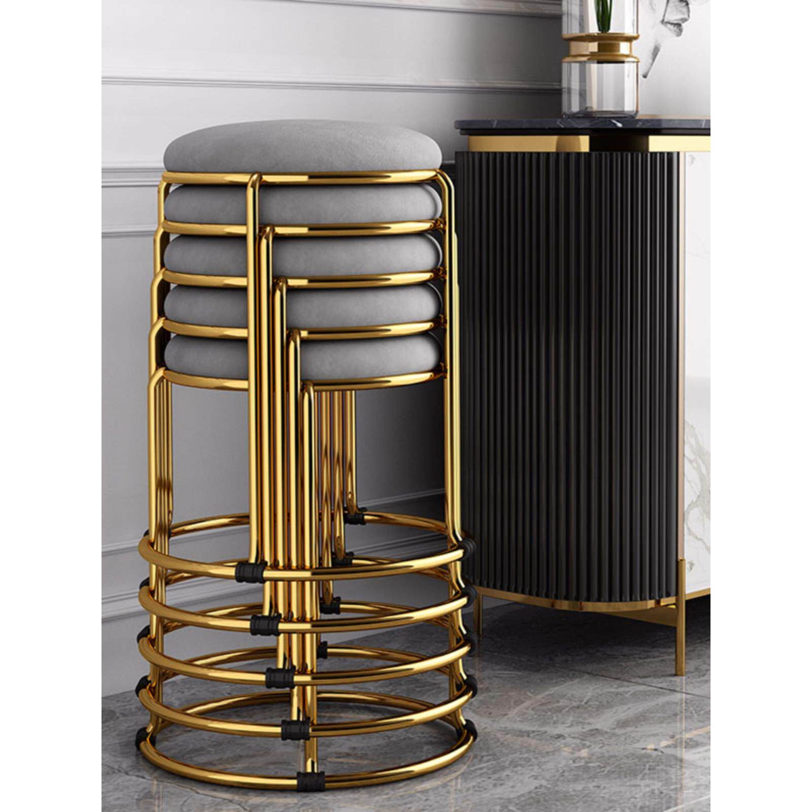 子家用椅子可叠放尚圆凳餐小凳凳子时北欧网红轻奢现代桌简约矮凳