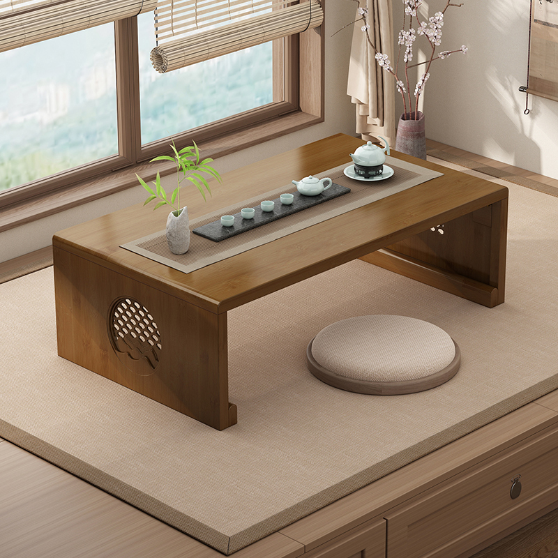 飘窗桌子折叠小茶几禅意日式榻榻米茶桌家用N实木炕桌卧室坐地矮