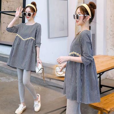 孕妇装秋天d套装时尚款潮孕妇装春秋上衣女孕晚期小个子连衣裙