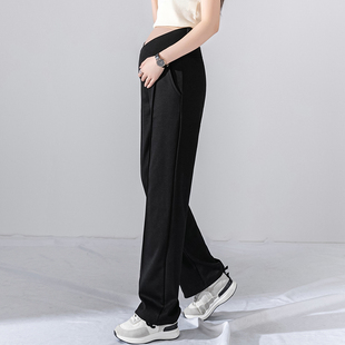 夏季 外穿R托腹阔腿裤 2023新款 女薄款 夏拖地 休闲长裤 交叉腰孕a妇裤