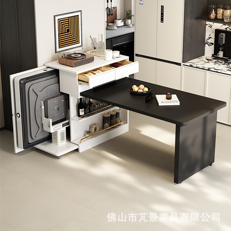小户型岩板折叠伸缩麻将餐桌