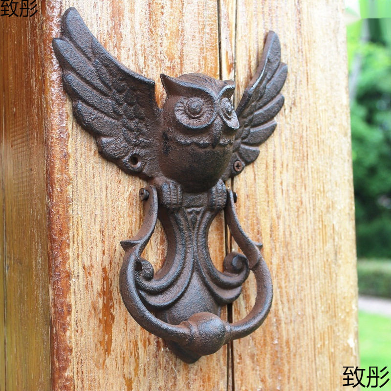 欧式美式工业风铸铁工艺品复古猫头鹰门敲仿古门拉手庭院门把手
