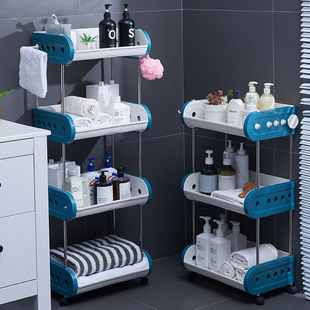 厨房收纳架多层落地置物架卫生间浴室专用加厚塑料小推车储物架子