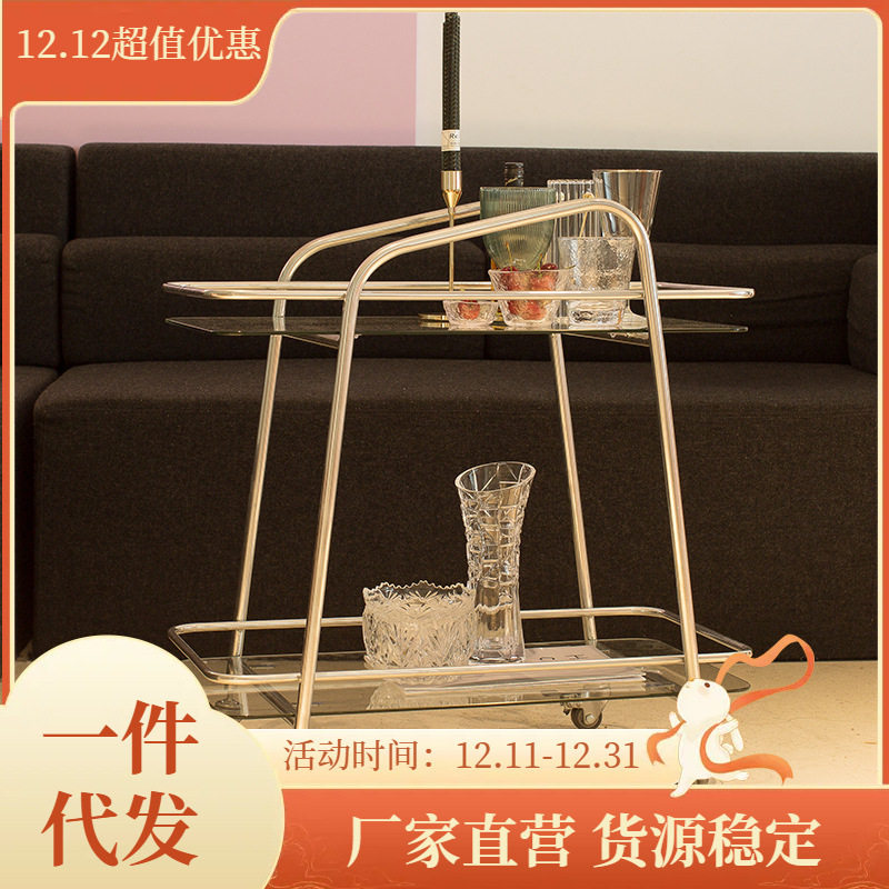 简约不锈钢家用移动置物手推车