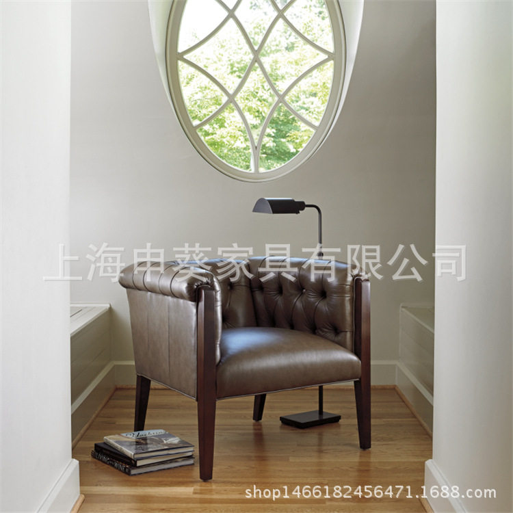 美式真皮单人沙发椅软包批发