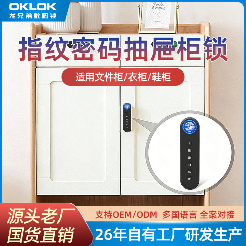 抽屉指纹锁密码锁家用更衣柜门锁鞋柜文件柜办公桌柜子智能电子锁