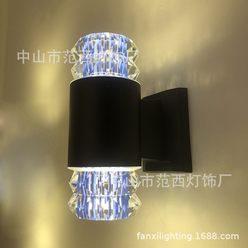 户外防水IP65装饰上下发光壁灯 雕刻图案真花亚克力创意明装墙灯
