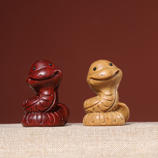 小叶紫檀木雕十二生肖蛇手把件宠家居饰品车载摆件文玩景区热门