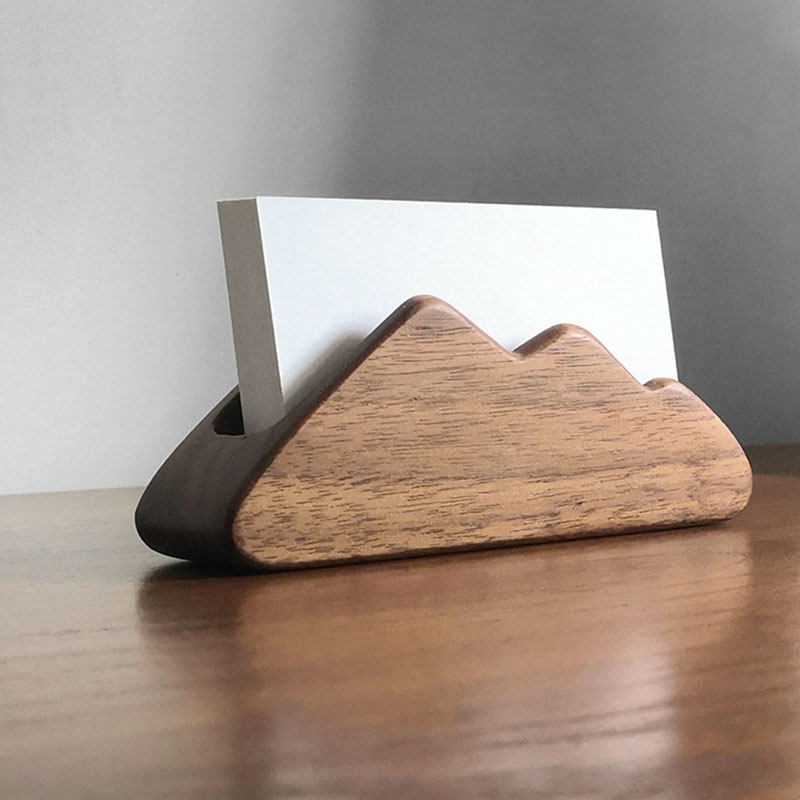 实木名片盒桌面木质名片架子商务前台办公桌收纳名片卡片架座定制