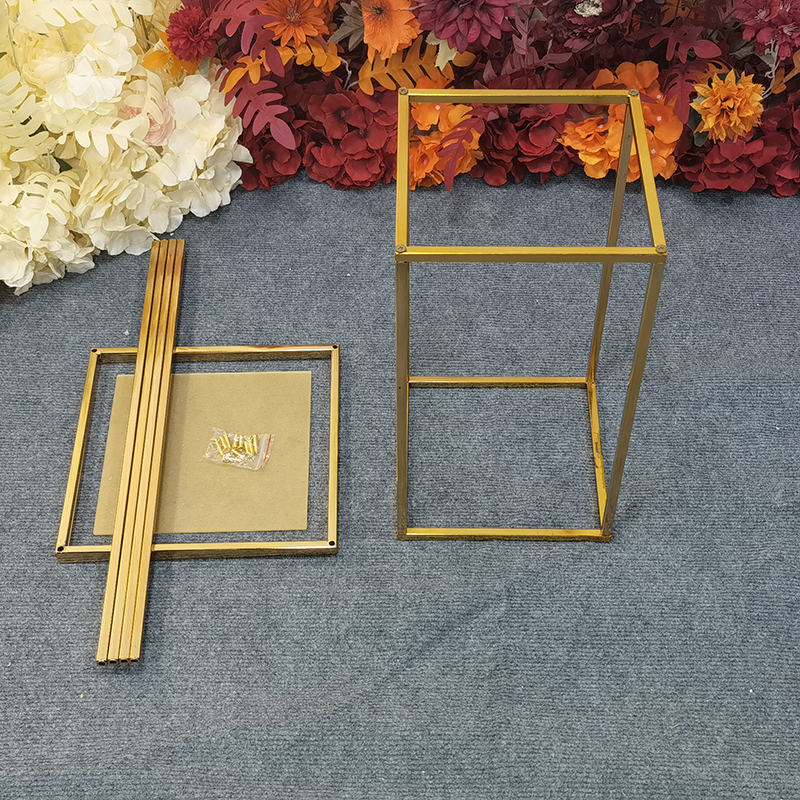 婚庆道具铁艺方框摆件路引金色架子婚礼舞台装饰场景布置花架定制