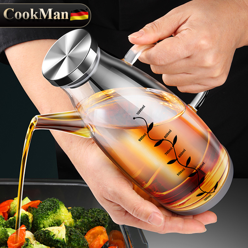 玻璃油壶防漏油瓶厨房家用不挂油装酱油醋调料瓶不锈钢大容量油罐