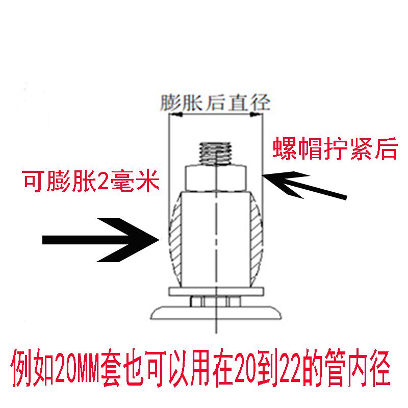 精益管万向轮配件脚轮橡胶套线棒管插杆轮套25管套可膨胀式橡胶套