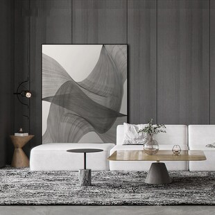 黑白灰巨幅高级感挂画抽象客厅装饰画沙发背景墙大幅落地画轻奢风