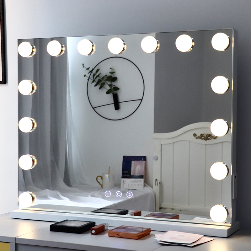 大号智能镜子led化妆镜台式led灯泡桌面网红梳妆镜带灯卧室补光灯