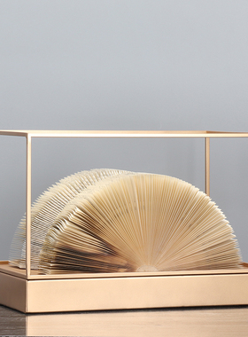 新中式几何体折纸摆件软装饰家具陈设创意金属框色卡纸类简约立体