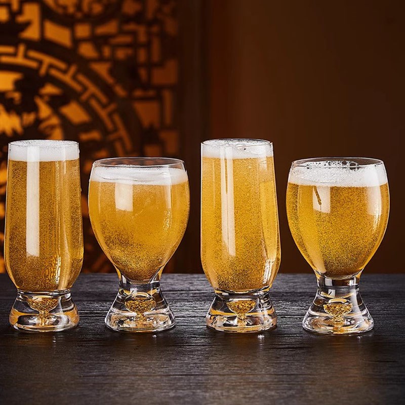 金箔水晶玻璃啤酒杯子高档精酿小麦扎啤杯家用创意冷饮杯酒杯套装