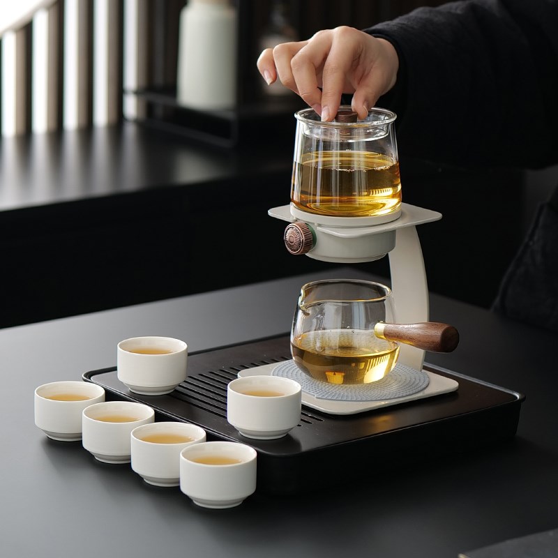 轻奢高硼硅玻璃自动茶具懒人泡茶壶神器家用高档功夫套装茶杯茶盘