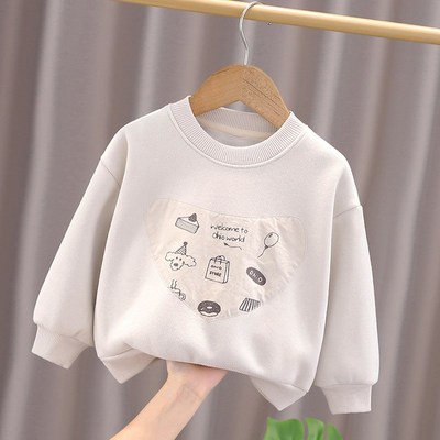 男童加绒卫衣男孩一体绒秋冬儿童加厚保暖打底P衫小童宝宝时髦上