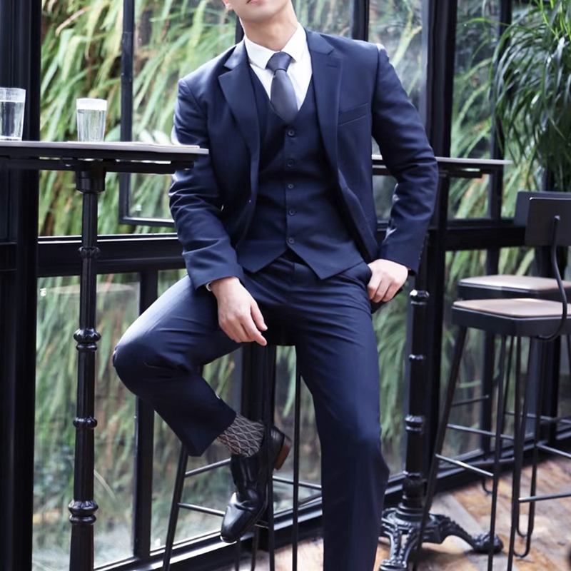 意式鼎奢2023秋季高端真丝商务西服套装男士羊毛休闲西装西裤8297