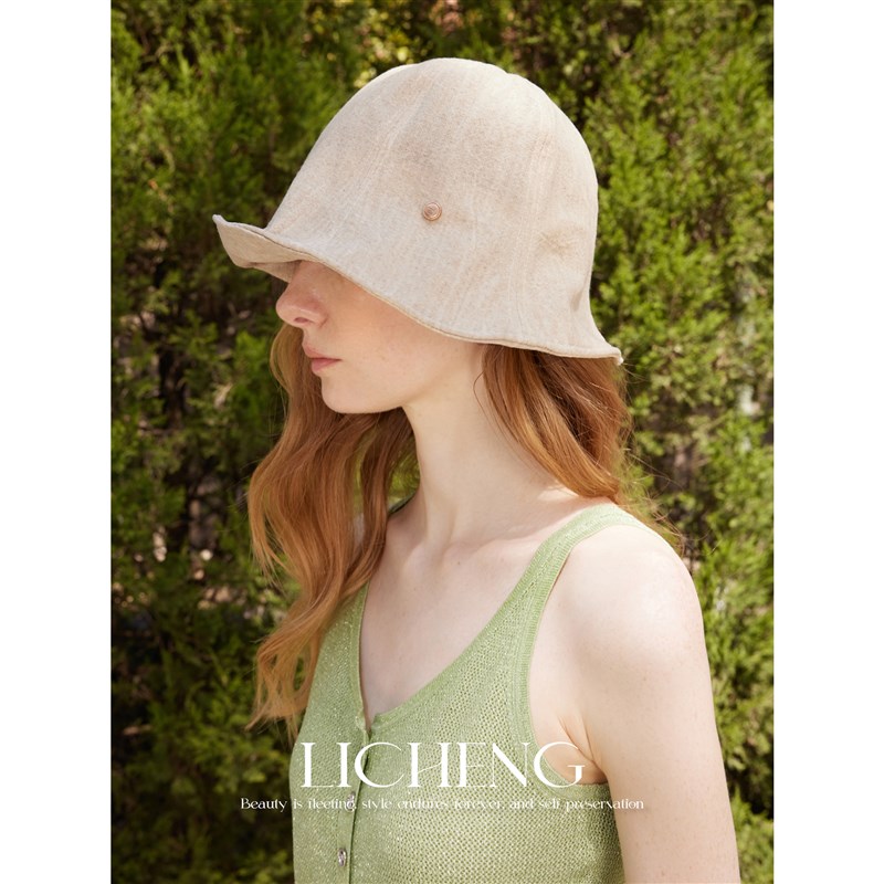 礼诚 自然系植物纤维百搭渔夫帽子女春夏薄款防晒帽日系圆顶盆帽