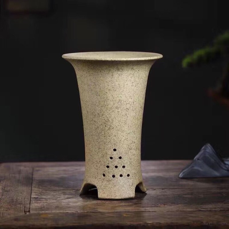 束腰紫砂c兰花盆宜兴精品陶瓷大圆高号墨蕙春建寒兰专用盆室内