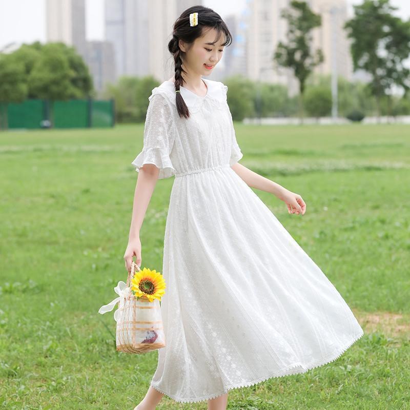 中初中学生雪纺ik连衣裙夏季长裙2024新款少女夏装过膝超仙女裙子