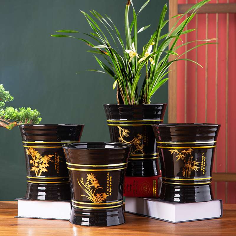 特大号陶瓷花盆带分离托盘高档落地F盆景兰花绿萝吊兰花盆花卉绿