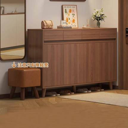 实木鞋柜家用门口室内靠墙收纳玄关柜新中式高端大容量入户鞋架子