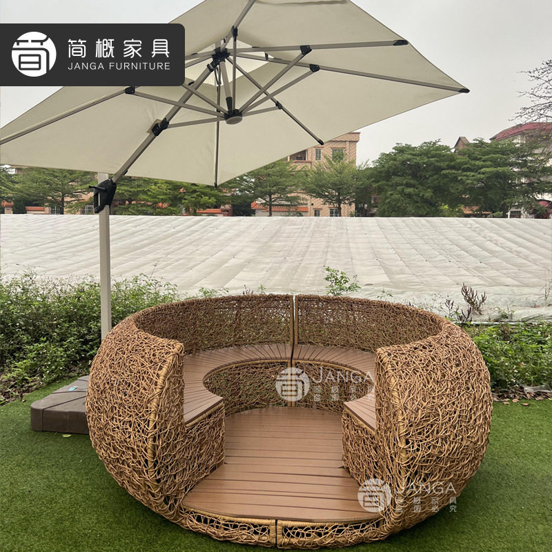 户外庭院网红鸟巢网红景区落地创意鸟窝造型别墅度假休闲卡座藤编