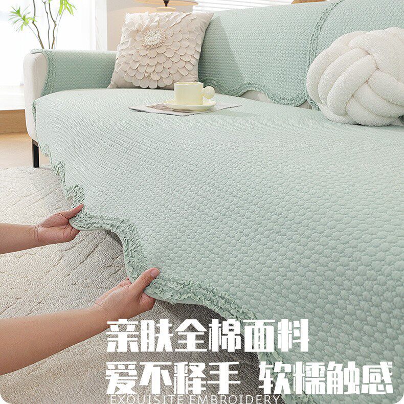 高级纯棉ins风简约沙发垫四季沙发套罩靠背巾防滑全棉沙发垫盖布