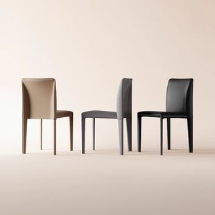 设计师马鞍皮餐椅家用简约网红椅子样板间酒店餐厅餐桌椅凳子靠背